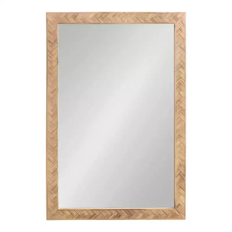 Specchio da parete rettangolare 24"x36" con cornice in legno Chevron