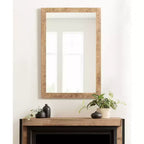 Specchio da parete rettangolare 24"x36" con cornice in legno Chevron