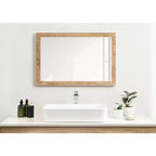 Specchio da parete rettangolare 24"x36" con cornice in legno Chevron