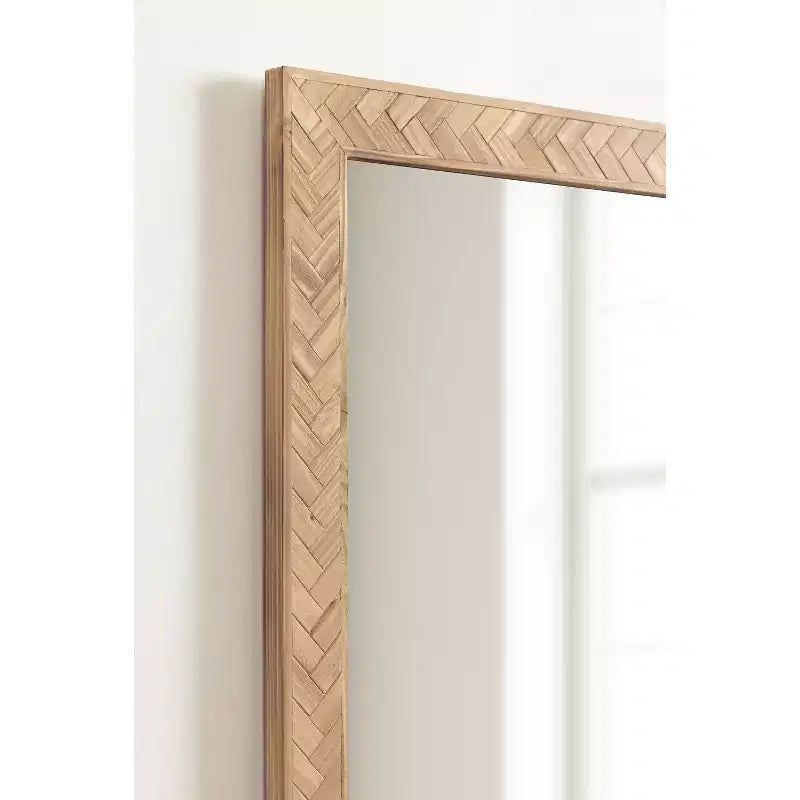 Specchio da parete rettangolare 24"x36" con cornice in legno Chevron