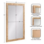 Specchio da parete rettangolare 24"x36" con cornice in legno Chevron