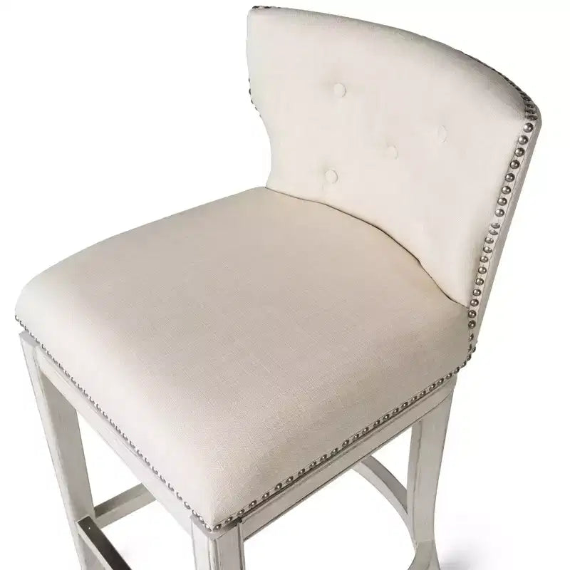 Sgabello da bar alto in tessuto Wingback