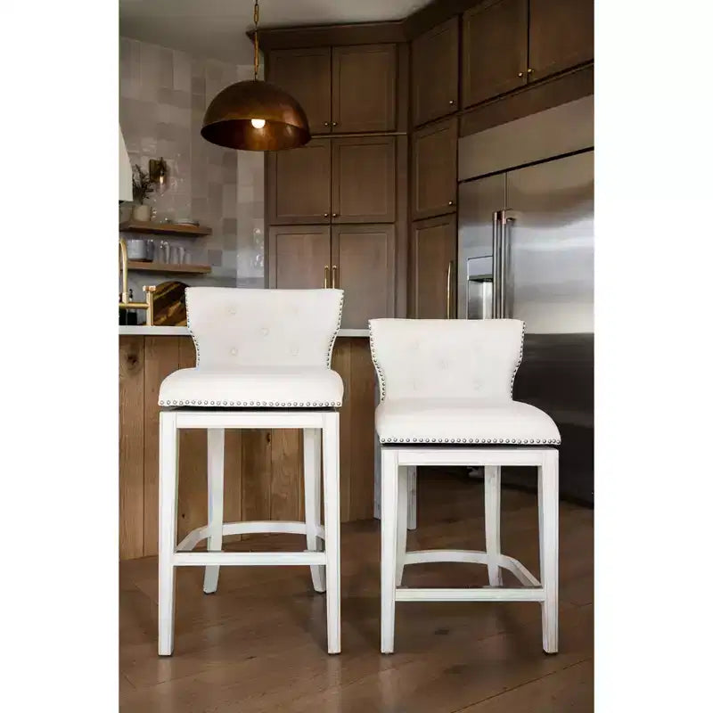 Sgabello da bar alto in tessuto Wingback