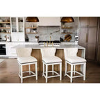 Sgabello da bar alto in tessuto Wingback