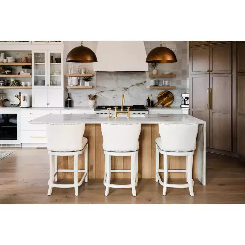 Sgabello da bar alto in tessuto Wingback