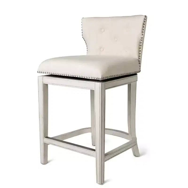Sgabello da bar alto in tessuto Wingback