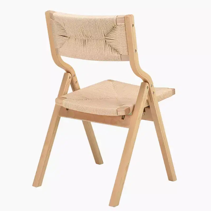 Set di 2 sedie da pranzo in legno pieghevoli e impilabili con seduta e schienale intrecciati, naturali