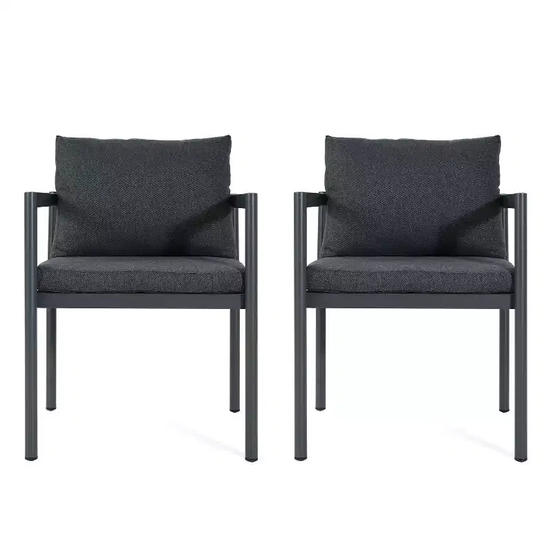 Set di 2 sedie da patio da esterno in alluminio per tutte le stagioni con braccioli, portata 136 kg