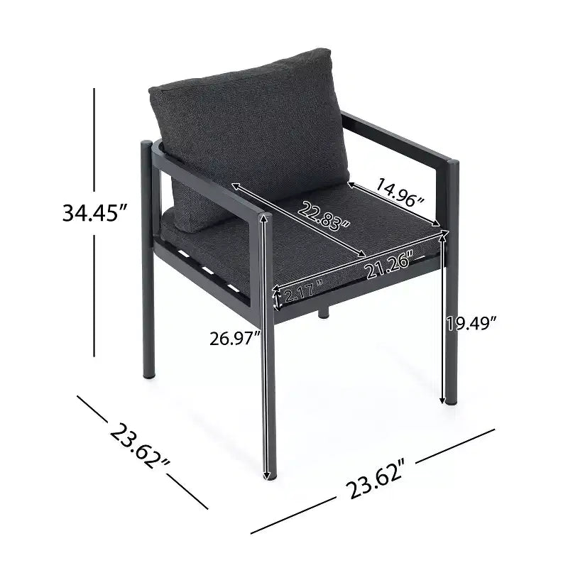Set di 2 sedie da patio da esterno in alluminio per tutte le stagioni con braccioli, portata 136 kg