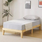 Letto a piattaforma singolo con struttura in legno di pino