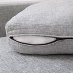 Divano componibile in ciniglia a 3 posti con pouf contenitore e seduta extra profonda