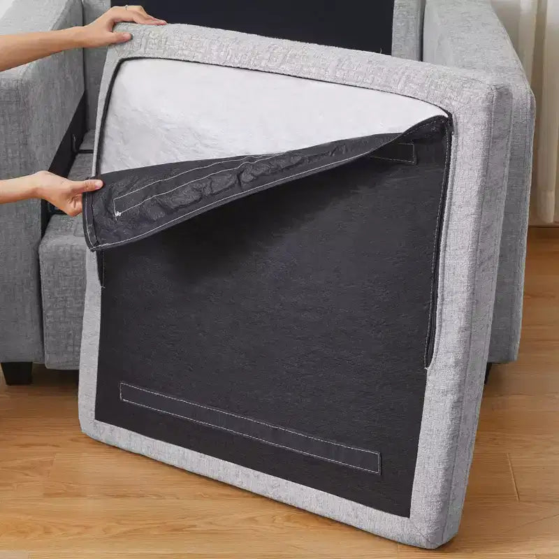 Divano componibile in ciniglia a 3 posti con pouf contenitore e seduta extra profonda