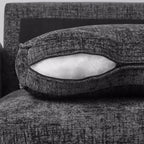 Divano componibile in ciniglia a 3 posti con pouf contenitore e seduta extra profonda