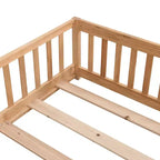 Struttura Letto per Bambini in Legno Massello Dimensione Singola con Sponde di Sicurezza e Doghe di Supporto