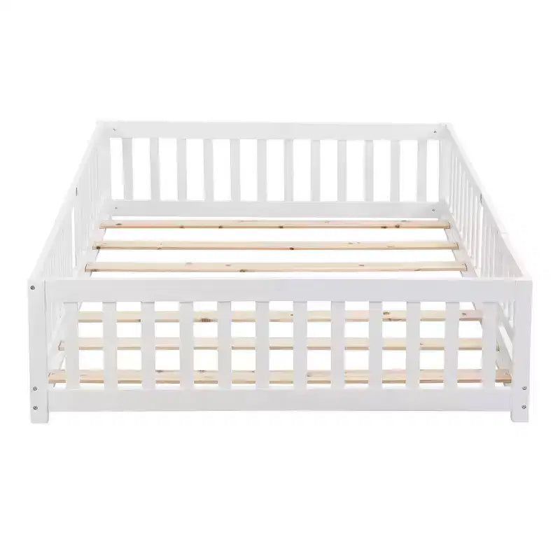 Struttura Letto per Bambini in Legno Massello Dimensione Singola con Sponde di Sicurezza e Doghe di Supporto