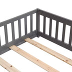 Struttura Letto per Bambini in Legno Massello Dimensione Singola con Sponde di Sicurezza e Doghe di Supporto