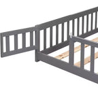 Struttura Letto per Bambini in Legno Massello Dimensione Singola con Sponde di Sicurezza e Doghe di Supporto