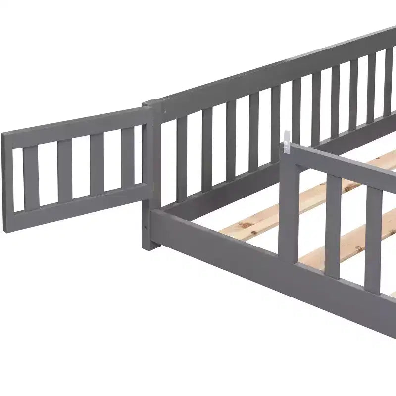 Struttura Letto per Bambini in Legno Massello Dimensione Singola con Sponde di Sicurezza e Doghe di Supporto