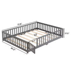 Struttura Letto per Bambini in Legno Massello Dimensione Singola con Sponde di Sicurezza e Doghe di Supporto