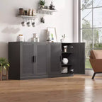 Mobile contenitore a 4 ante con ante in rattan e ripiani regolabili, 157,5 cm A x 78,7 cm L x 40,6 cm P