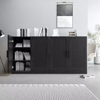 Mobile contenitore a 4 ante con ante in rattan e ripiani regolabili, 157,5 cm A x 78,7 cm L x 40,6 cm P