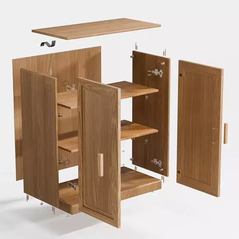 Mobile contenitore in legno con ripiani regolabili, organizer a 2 ante per soggiorno, camera da letto o ufficio