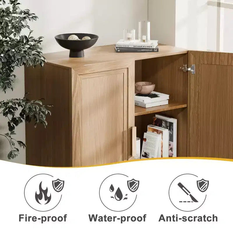 Mobile contenitore in legno con ripiani regolabili, organizer a 2 ante per soggiorno, camera da letto o ufficio