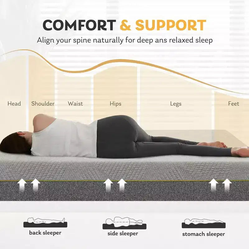 Materasso in Memory Foam da 12" Medio con Infusione di Tè Verde