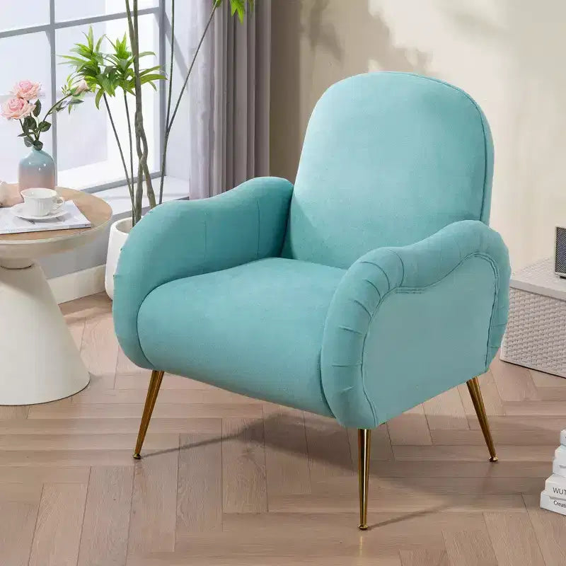 Okak Modern Accent Chairs for Bedroom, Accent Chair With Metal Gold Legs, Snowflake fabric Armchair, Single Sofa Chair for Living Room