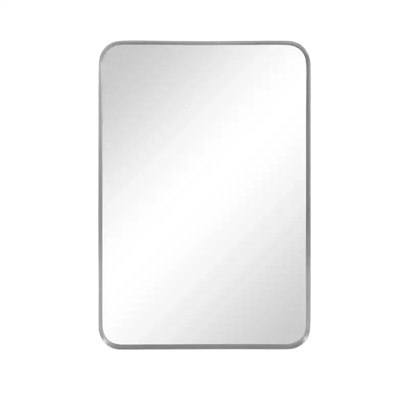 Specchio da Parete Rettangolare 32x22 Pollici con Cornice in Metallo, Argento
