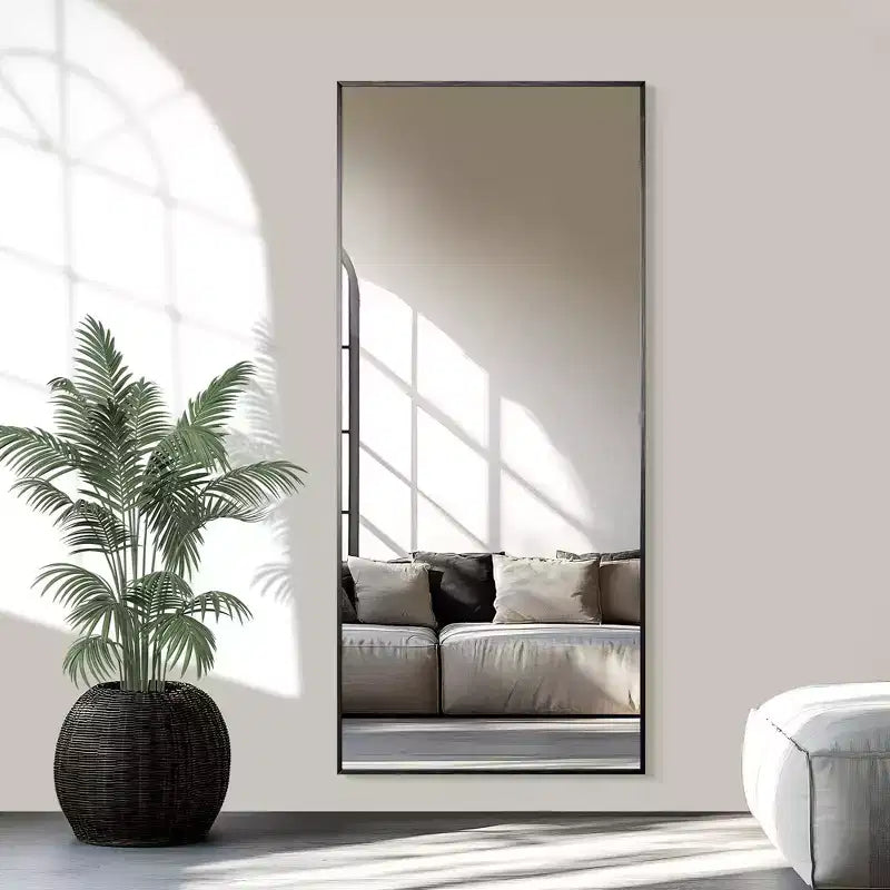 Specchio da Parete Rettangolare 32x22 Pollici con Cornice in Metallo, Argento
