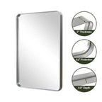 Specchio da Parete Rettangolare 32x22 Pollici con Cornice in Metallo, Argento
