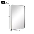 Specchio da Parete Rettangolare 32x22 Pollici con Cornice in Metallo, Argento