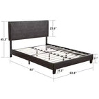 Struttura letto imbottita Queen Size con supporto a doghe in legno, nero