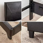 Struttura letto imbottita Queen Size con supporto a doghe in legno, nero
