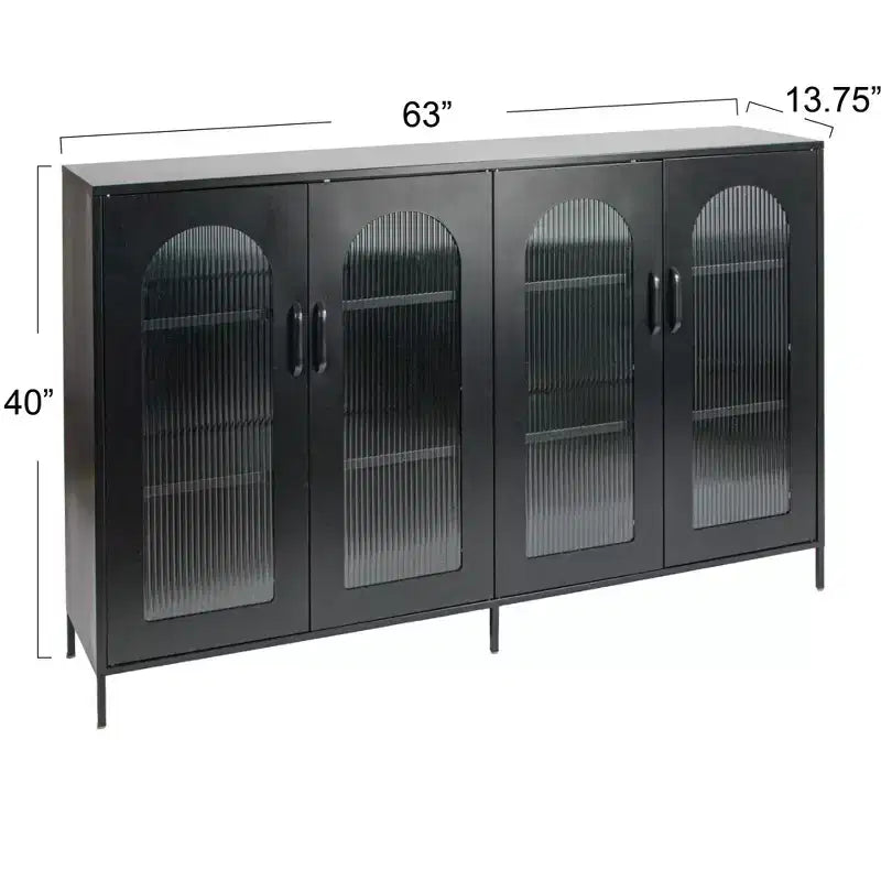 Credenza in ferro da 63 pollici con ante a pannello in vetro