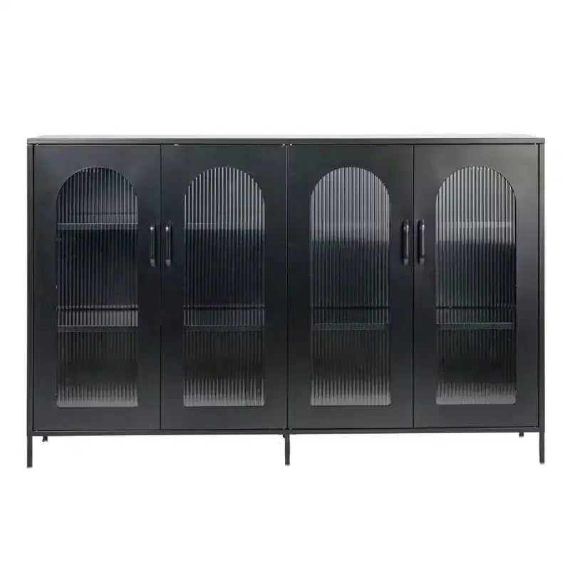 Credenza in ferro da 63 pollici con ante a pannello in vetro