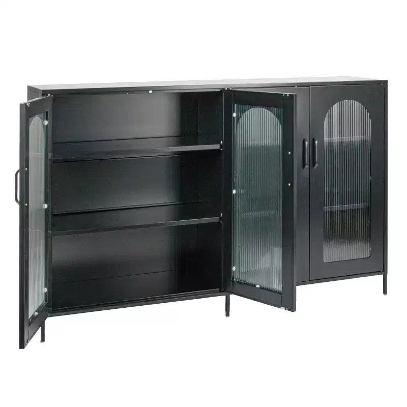 Credenza in ferro da 63 pollici con ante a pannello in vetro