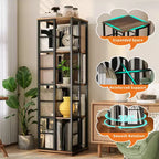 Libreria Girevole a 4 Livelli con Struttura in Metallo, Rotazione a 360°, 40 x 137 cm