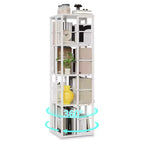 Libreria Girevole a 4 Livelli con Struttura in Metallo, Rotazione a 360°, 40 x 137 cm