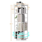 Libreria Girevole a 4 Livelli con Struttura in Metallo, Rotazione a 360°, 40 x 137 cm
