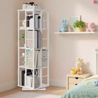 Libreria Girevole a 4 Livelli con Struttura in Metallo, Rotazione a 360°, 40 x 137 cm