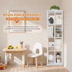 Libreria Girevole a 4 Livelli con Struttura in Metallo, Rotazione a 360°, 40 x 137 cm