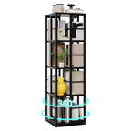Libreria Girevole a 4 Livelli con Struttura in Metallo, Rotazione a 360°, 40 x 137 cm