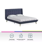 Letto imbottito moderno con testiera trapuntata ad alette