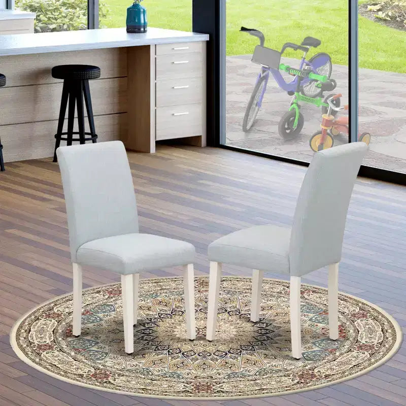 Set di 2 sedie da pranzo imbottite con struttura in legno di gomma