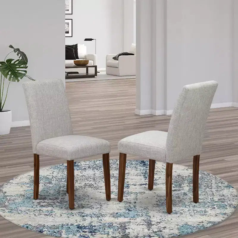 Set di 2 sedie da pranzo imbottite con struttura in legno di gomma