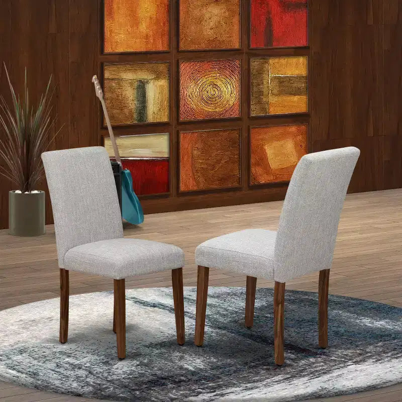 Set di 2 sedie da pranzo imbottite con struttura in legno di gomma