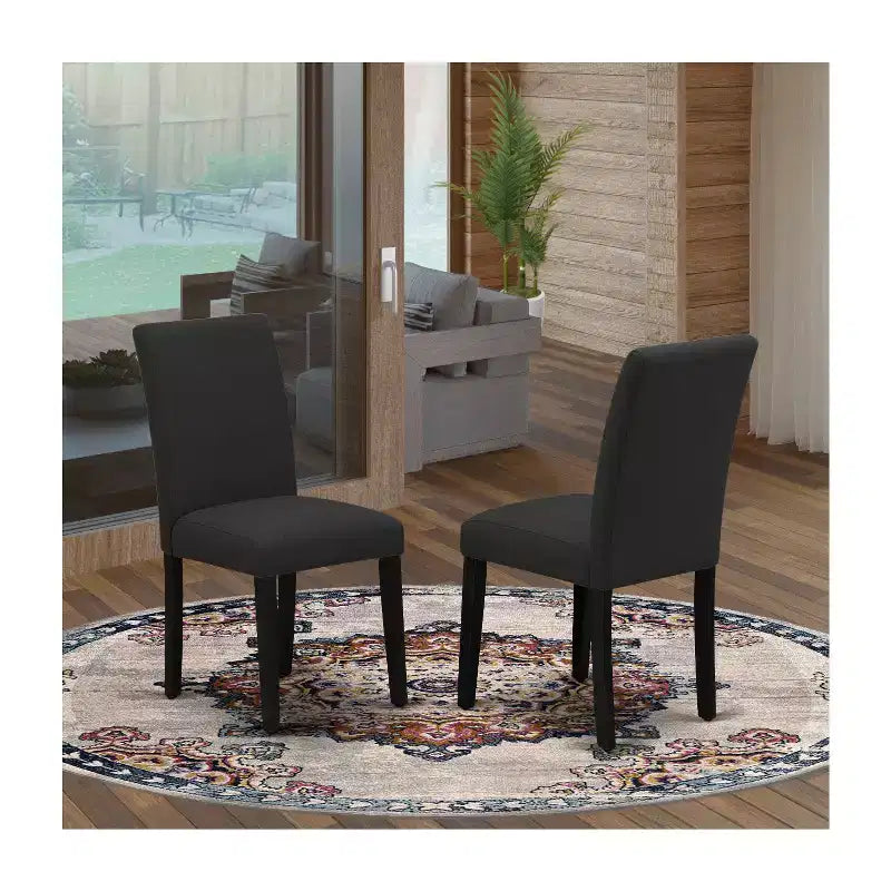 Set di 2 sedie da pranzo imbottite con struttura in legno di gomma