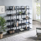 GustoWave 5-Tier Bookcase with Metal Frame Vintage Open Bookshelf 70.87 storage shelf
